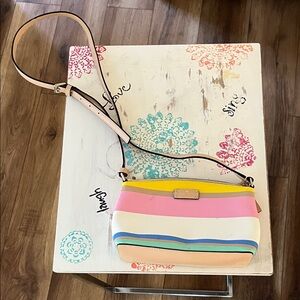 Kate Spade Pink and Blue Striped Crossbody Bag